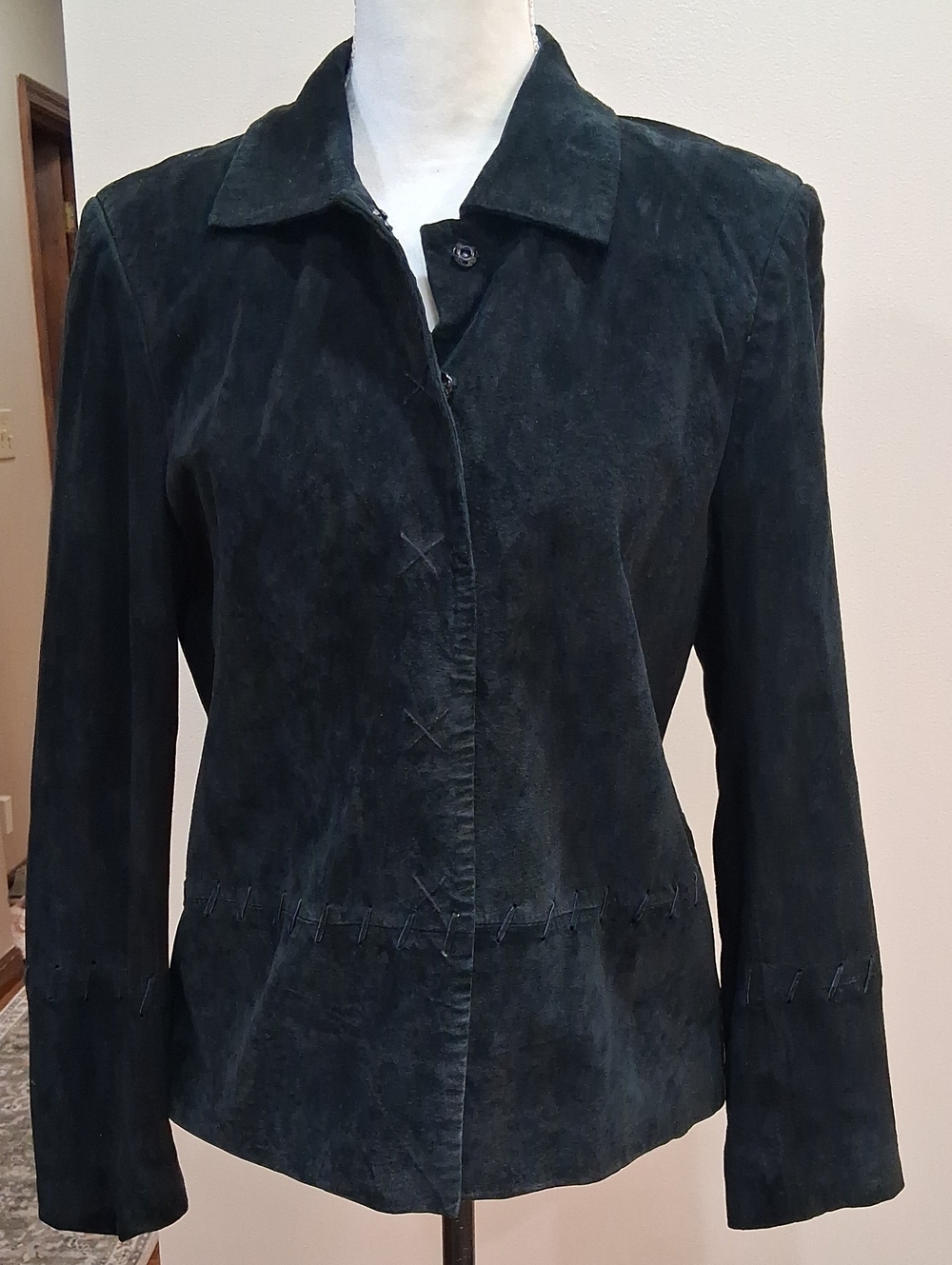 Vintage Black Outfit JPR Leather/ Suede Jacket With Whipstitch Details Size 8